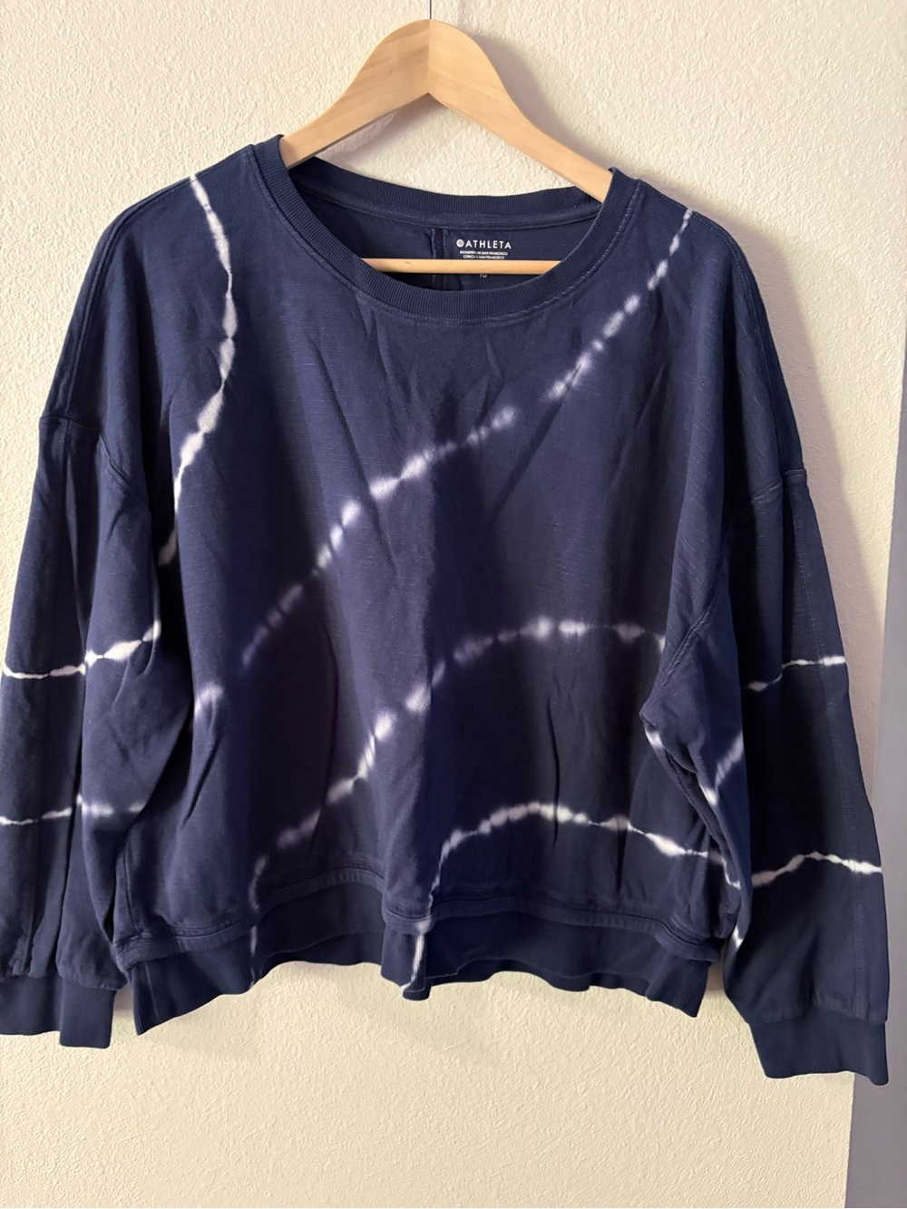 Athleisure Athleta Sundown Navy Tie-Dye Crewneck Sweatshirt XL